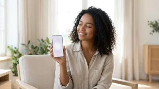 Pessoa satisfeita segurando o celular rápido e sem travar