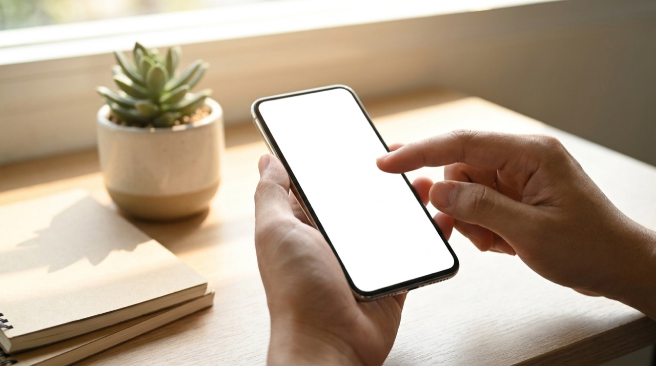 Mãos usando o celular para liberar espaço e limpar a memória